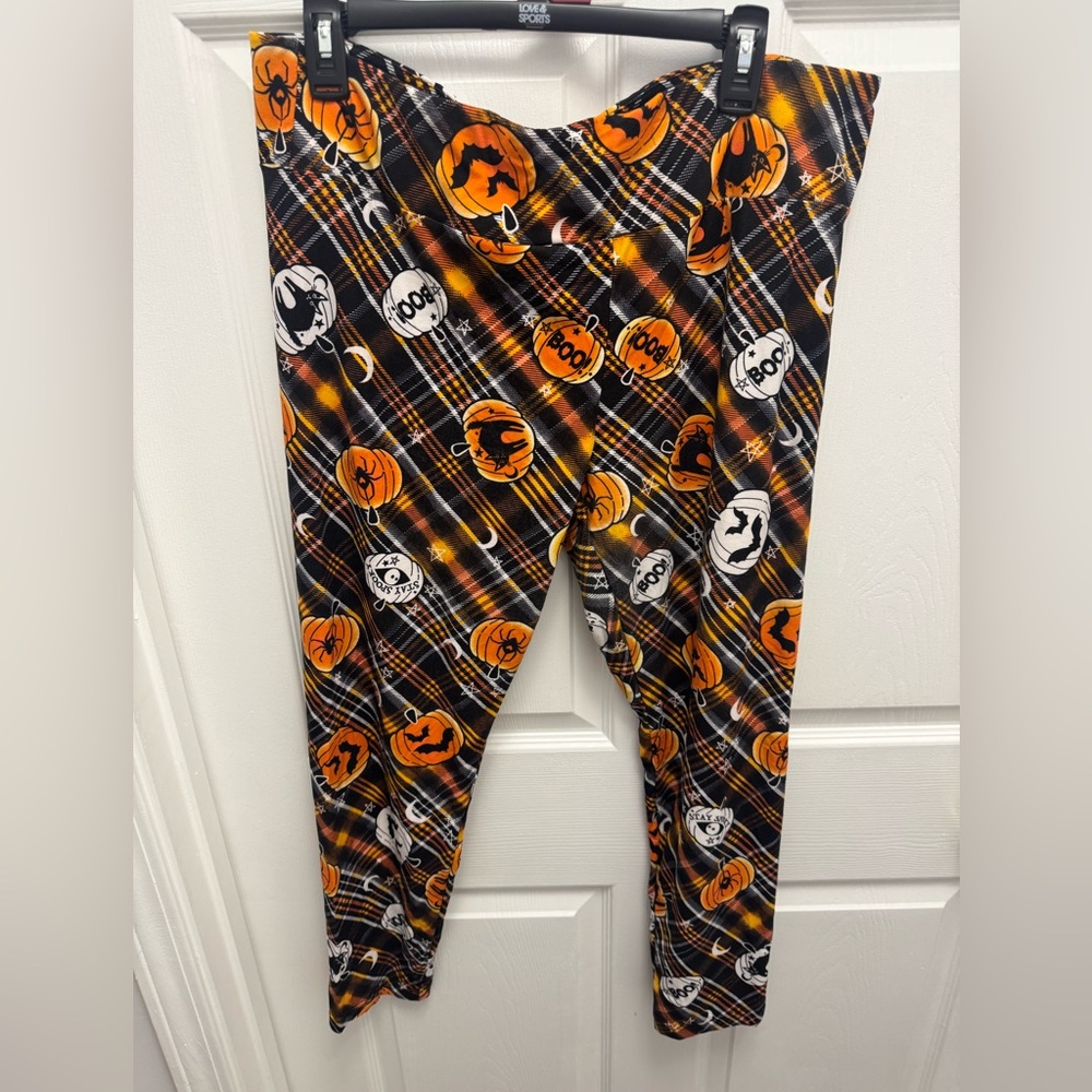 No Boundaries Orange and Black Plaid Leggings